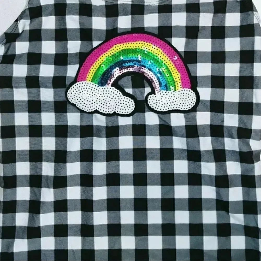 Girls' Rainbow Applique Sequin Tankini Bikini Top - Cat & Jack Black Xs 4-5